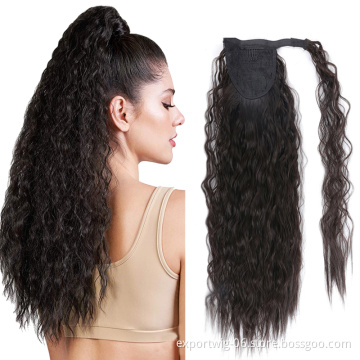 22inch afro wrap ponytail hair extensions long kinky straight yaki clip in hairpiece synthetic hair ponytails